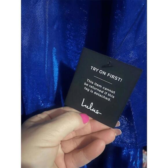 Lulu's Blue Tiered Maxi Dress with Spaghetti Straps Small - Picture 7 of 15